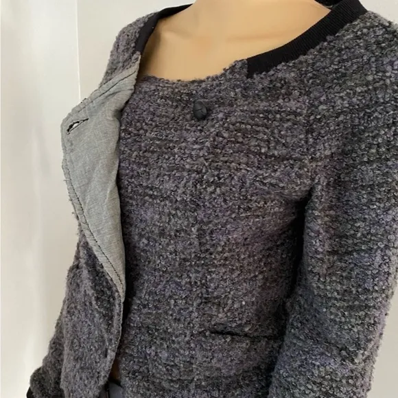 FREE People vintage blue grey Sherpa cardigan sweater jacket small