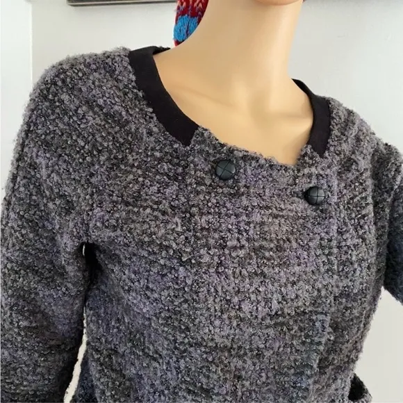 FREE People vintage blue grey Sherpa cardigan sweater jacket small