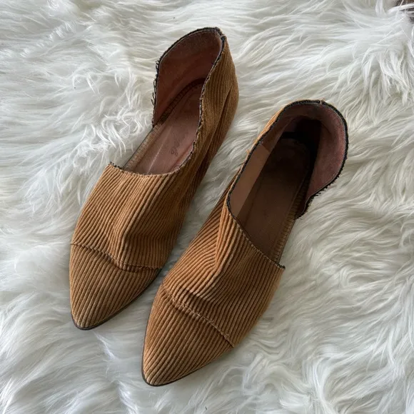 Free People | Womens Fabric Royale Gold Corduroy Flats Slip-On Shoes Textured 41