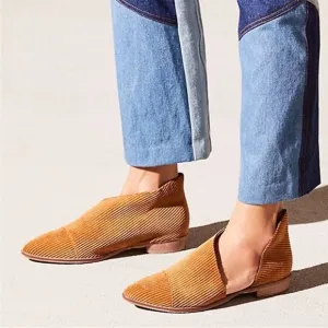 Free People | Womens Fabric Royale Gold Corduroy Flats Slip-On Shoes Textured 41