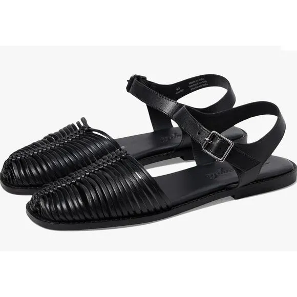 Free People Women's Frankie Fisher Leather Flats Black Size 9.5