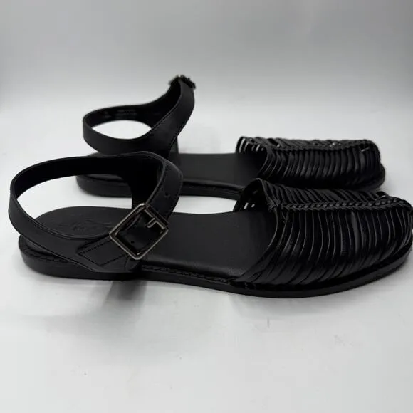 Free People Women's Frankie Fisher Leather Flats Black Size 9.5