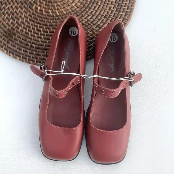 Free People Womens Shoe Rumor Mary Jane Flats Leather Embellished Straps Size 10