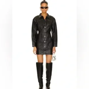 Free People x Revolve Amber Faux Leather Mini in Black Free People Size 4