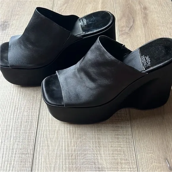 Free People x Jeffrey Campbell Sydney Satin Wedge Heels US 9.5