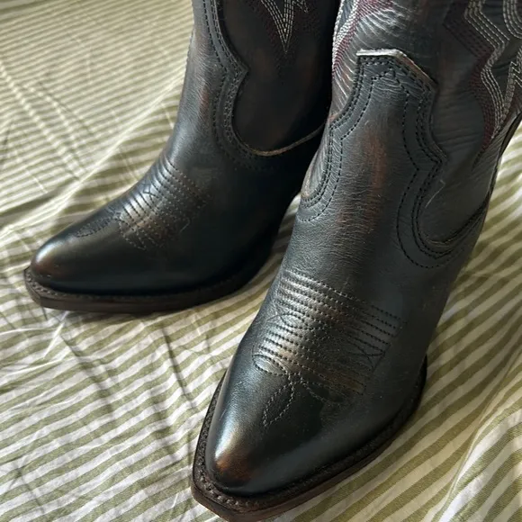 Freebird Black and Brown Heeled Boots with Western Flair