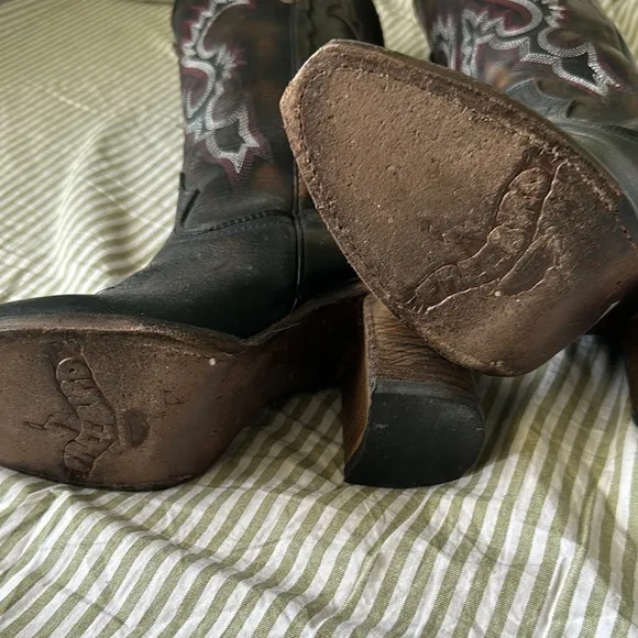 Freebird Black and Brown Heeled Boots with Western Flair