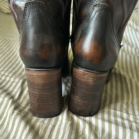 Freebird Black and Brown Heeled Boots with Western Flair