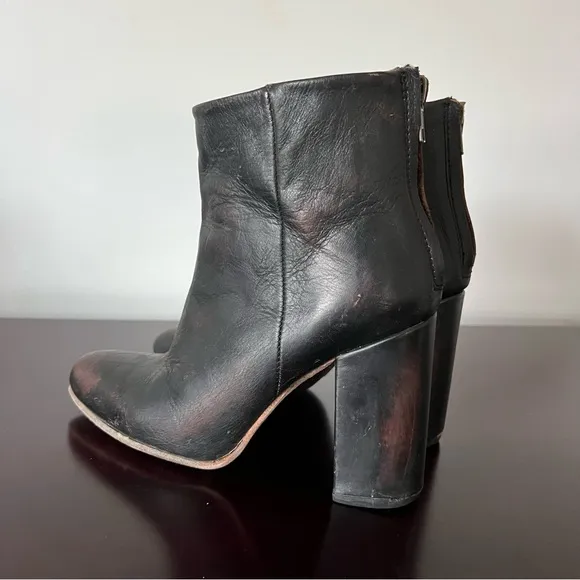 Freebird by Steven - Distressed Harlo Leather Heeled Boots Brown/Black 8