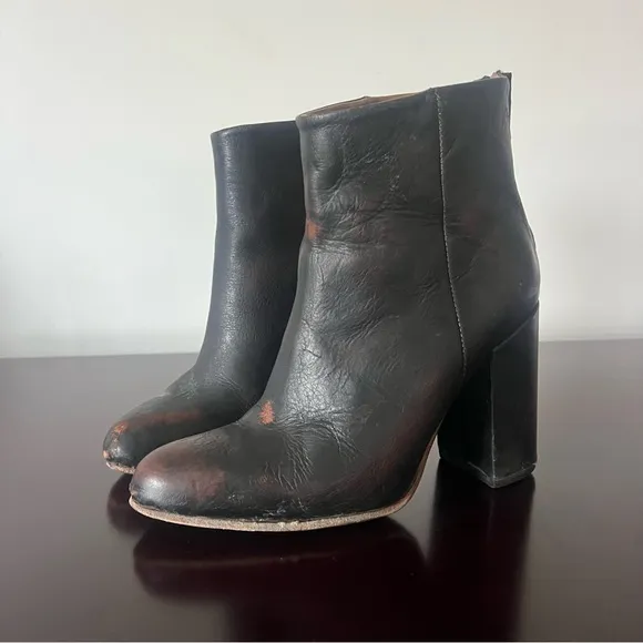Freebird by Steven - Distressed Harlo Leather Heeled Boots Brown/Black 8
