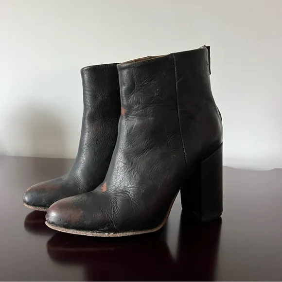 Freebird by Steven - Distressed Harlo Leather Heeled Boots Brown/Black 8