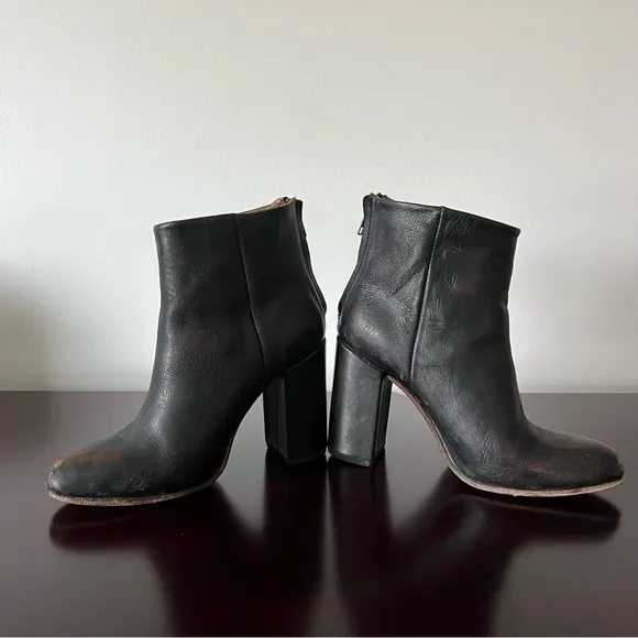 Freebird by Steven - Distressed Harlo Leather Heeled Boots Brown/Black 8