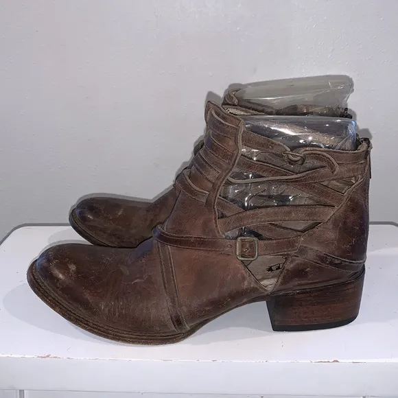 FREEBIRD by STEVEN STAIR ANKLE HEELED BOOTS SIZE 9 women’s BROWN/BRASS