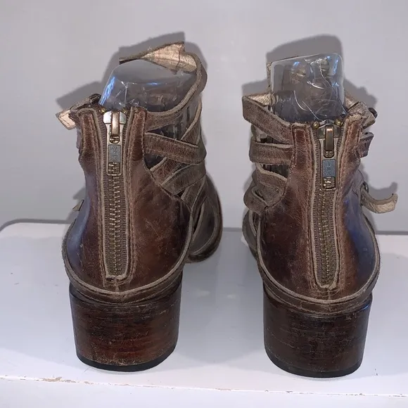 FREEBIRD by STEVEN STAIR ANKLE HEELED BOOTS SIZE 9 women’s BROWN/BRASS
