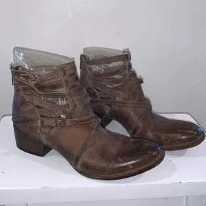 FREEBIRD by STEVEN STAIR ANKLE HEELED BOOTS SIZE 9 women’s BROWN/BRASS