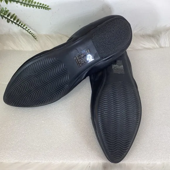 FRENCH CONNECTION FAHLIA LEATHER SCRUCH BOW BALLET FLATS BLACK SZ 11