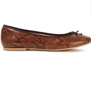 French Sole Leather Snake embossed Ballet Flats