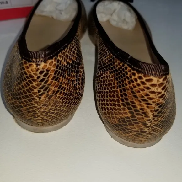 French Sole Leather Snake embossed Ballet Flats