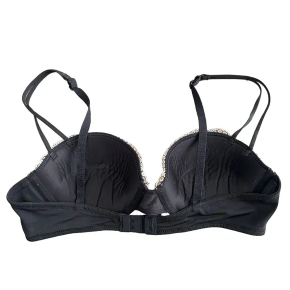 French Style Bra Set Delicate Lace Padded Black White Leopard Print Size 34B