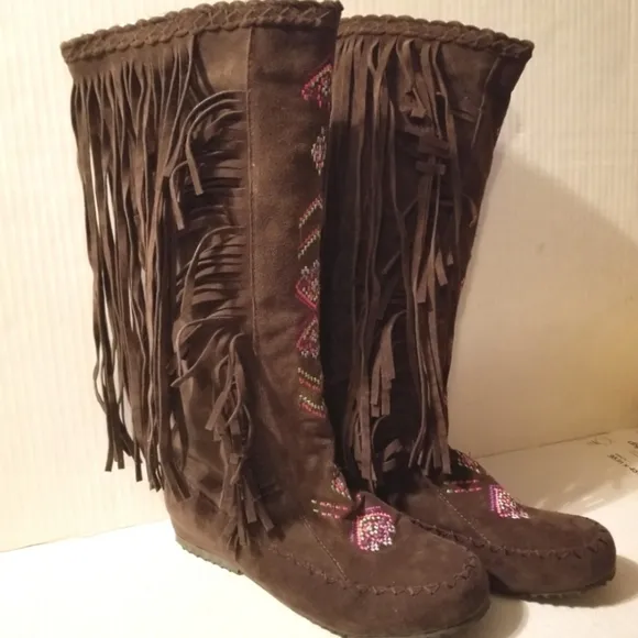 Fringe Long Tassel Tall Boots Size 40