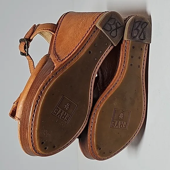 Frye Alexa Bow Wedges Sandal Shoe Platform Adjustable Open Toe Brown Leather 6.5