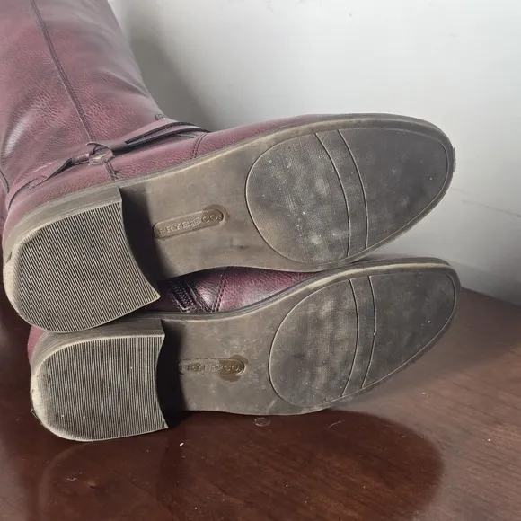 Frye &amp; Co Riding Boots Womens 7 M Gibson Redwood Vegan Leather Flat Heel Western