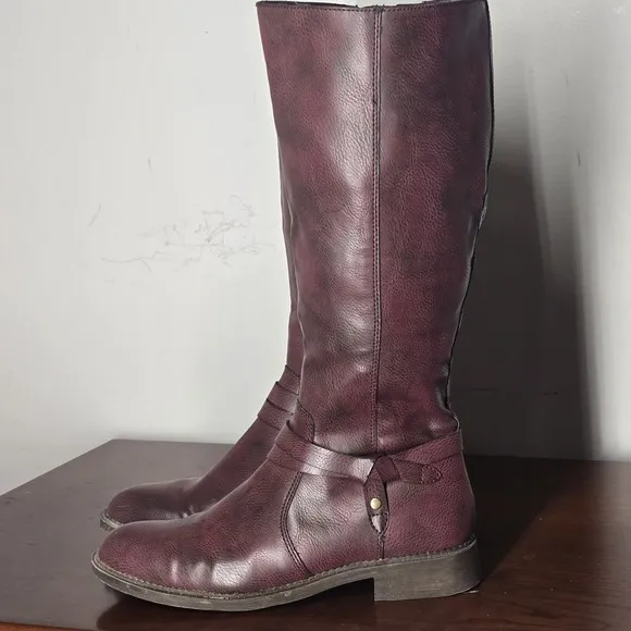 Frye &amp; Co Riding Boots Womens 7 M Gibson Redwood Vegan Leather Flat Heel Western