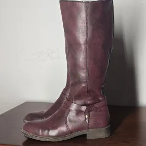 Frye &amp; Co Riding Boots Womens 7 M Gibson Redwood Vegan Leather Flat Heel Western