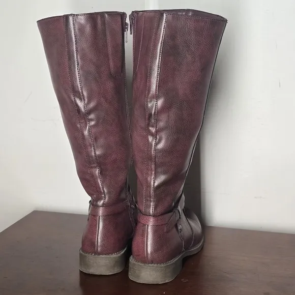 Frye &amp; Co Riding Boots Womens 7 M Gibson Redwood Vegan Leather Flat Heel Western