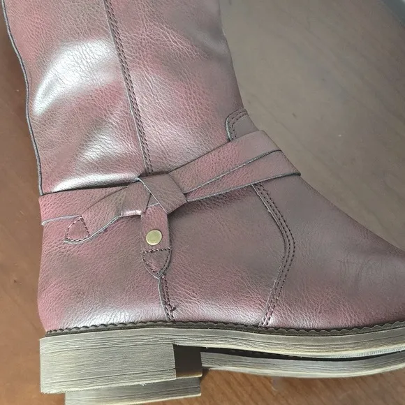 Frye &amp; Co Riding Boots Womens 7 M Gibson Redwood Vegan Leather Flat Heel Western