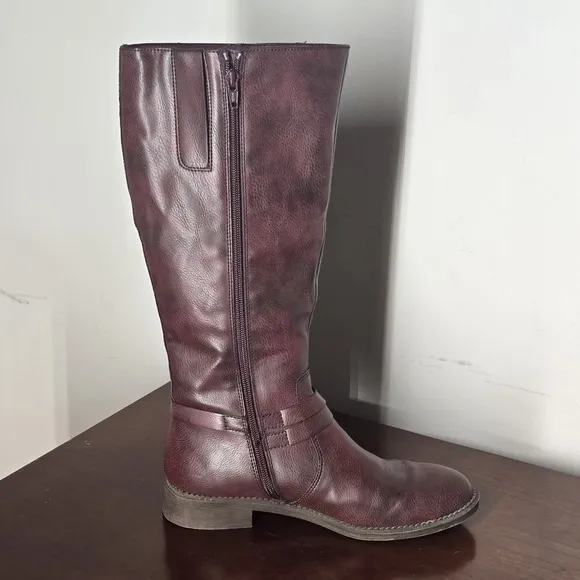 Frye &amp; Co Riding Boots Womens 7 M Gibson Redwood Vegan Leather Flat Heel Western
