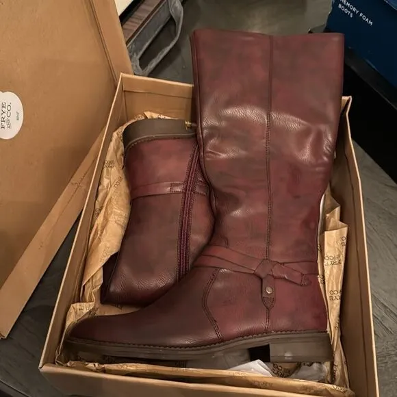 Frye &amp; Co Womens GIBSON REDWOOD flat heel riding boots