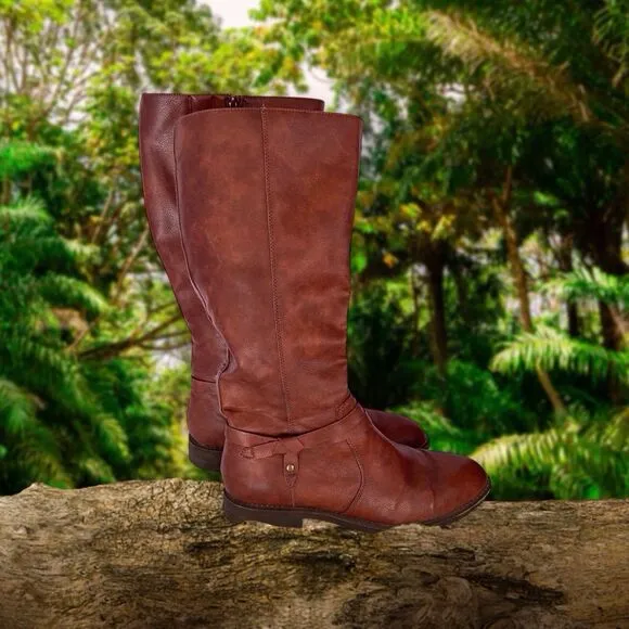 Frye &amp; Company Womens Size 11 GIBSON REDWOOD flat heel riding boots Side Zip