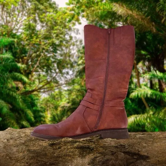 Frye &amp; Company Womens Size 11 GIBSON REDWOOD flat heel riding boots Side Zip