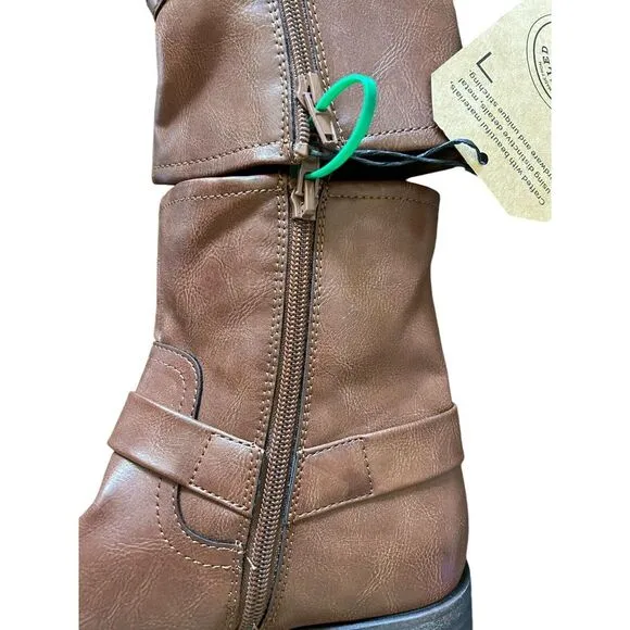 Frye and Co. Women's Elodie Flat Heel Motorcycle Boots,‎ Brushed Brown, 7.5M NEW
