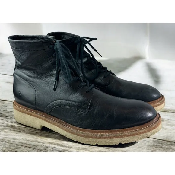 Frye Black Leather Lace Up Boots 3480721 Men’s Shoes Size 9.5 D