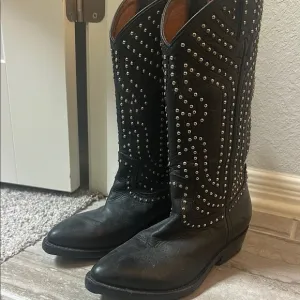 Frye Black Studded Cowboy Boots