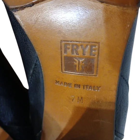 FRYE Black Studded Knee High Boots Women's Tall Heeled Leather Boots size 7