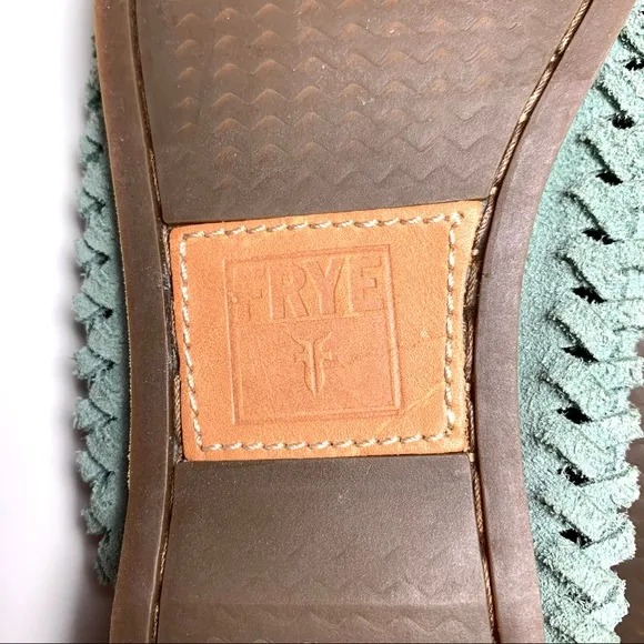 Frye Boat Shoe ‘Quincy’ Suede Leather Moccasin Seafoam Green Preppy Size 10 NEW