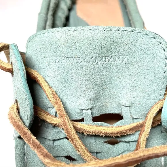 Frye Boat Shoe ‘Quincy’ Suede Leather Moccasin Seafoam Green Preppy Size 10 NEW