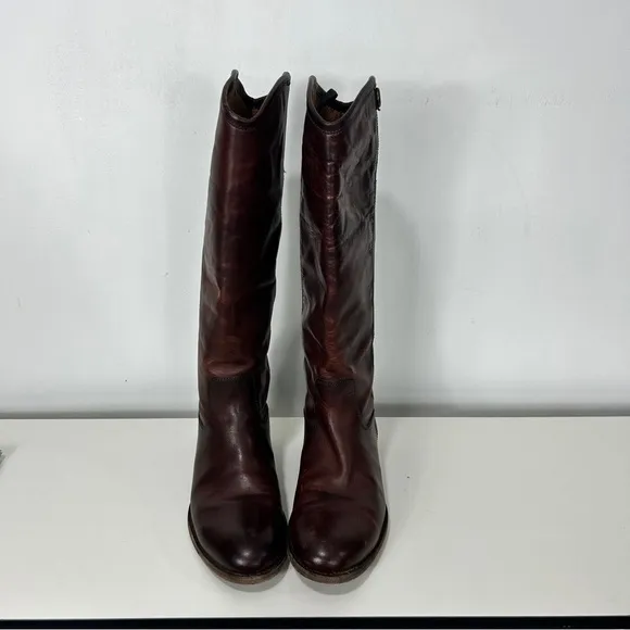 Frye Brown Knee High Riding Boots Leather Classic