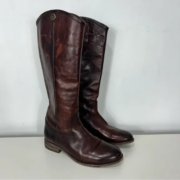 Frye Brown Knee High Riding Boots Leather Classic