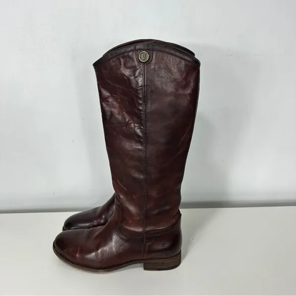 Frye Brown Knee High Riding Boots Leather Classic