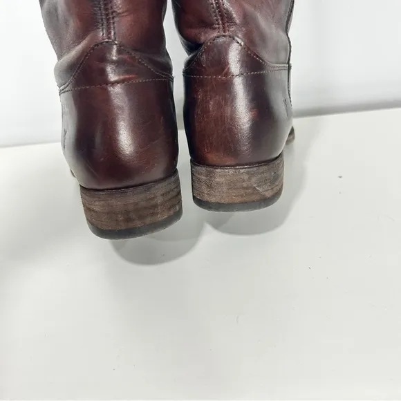 Frye Brown Knee High Riding Boots Leather Classic