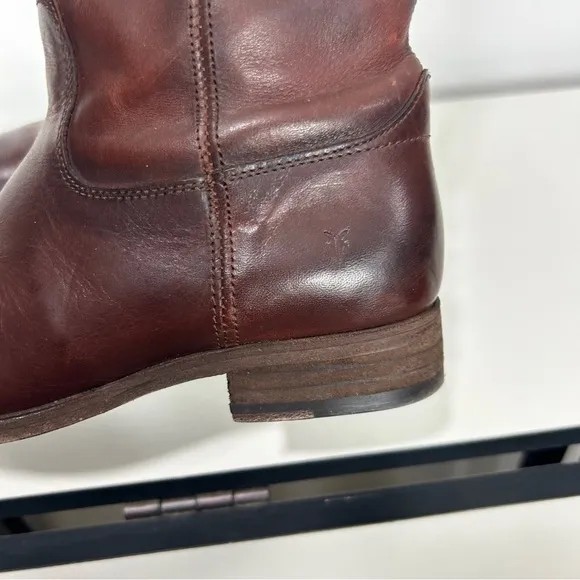 Frye Brown Knee High Riding Boots Leather Classic