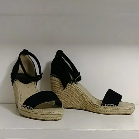 FRYE Espadrille Wedges, Black, Size 10 Fits like a 9.5