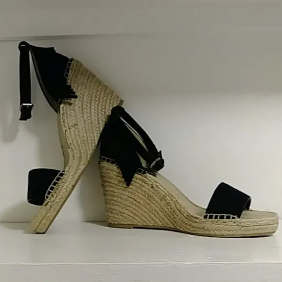 FRYE Espadrille Wedges, Black, Size 10 Fits like a 9.5