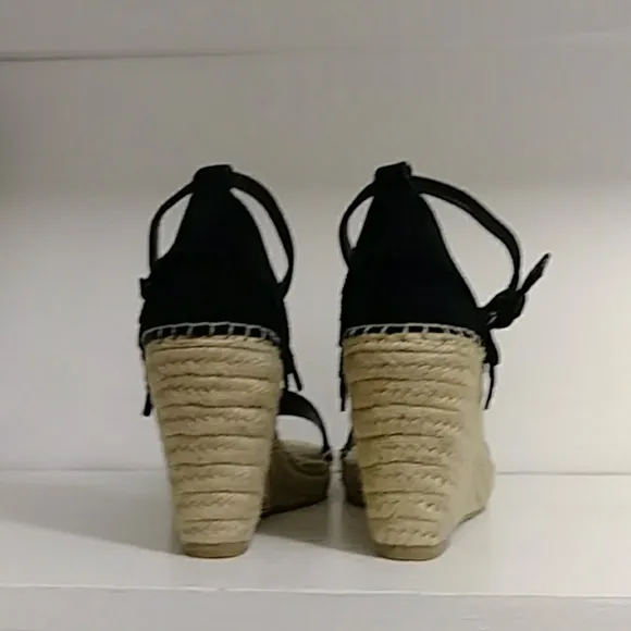 FRYE Espadrille Wedges, Black, Size 10 Fits like a 9.5
