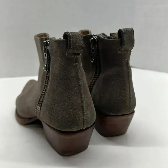 Frye Heeled Ankle Boots Suede Side Zip Mexico Brown Tan Women's 10 B