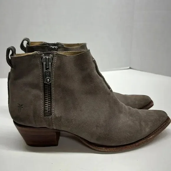Frye Heeled Ankle Boots Suede Side Zip Mexico Brown Tan Women's 10 B